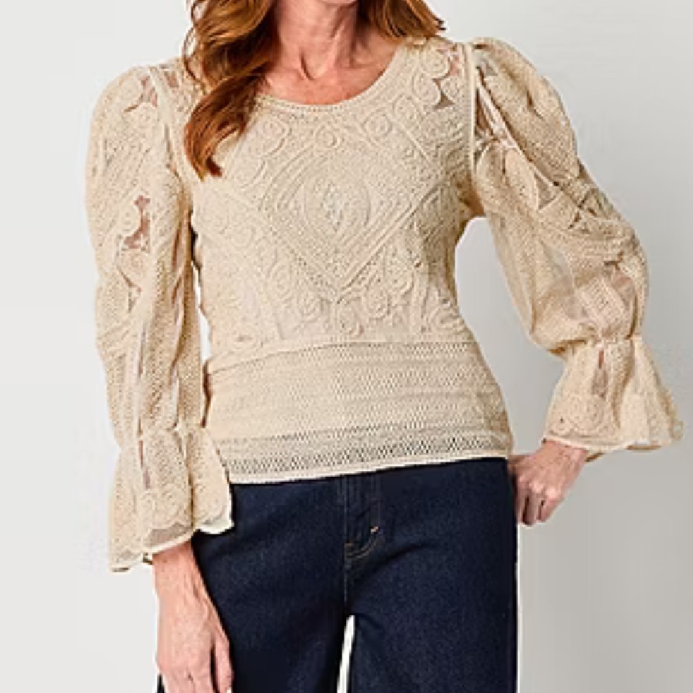 NWT Ultra Pink Womens Round Neck Long Sleeve Blouse size XL - Picture 4 of 12